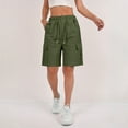thumbnail image 2 of HKYNLAG 2026 Cargo Shorts Women Bermuda Shorts Summer Quick Dry High Waisted Long Shorts Drawstring Knee Length Plus Size Ladies Hiking Shorts with Pockets Dark Green XXL, 2 of 6
