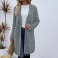 thumbnail image 3 of PNTUTB Fall Winter Women's Fashion Solid Color Lapel Long Sleeve Button Refined Casual Long Coat with Pocket, 3 of 5