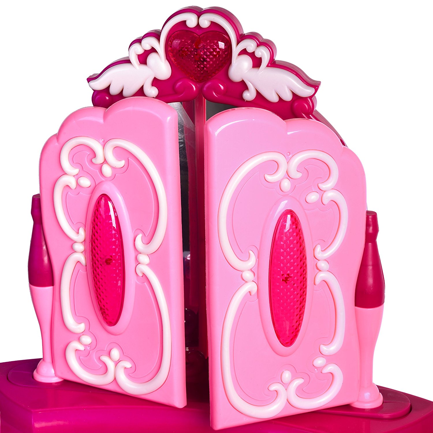 Pink Princess Make Up Vanity Table For Little Girls with Sound and 