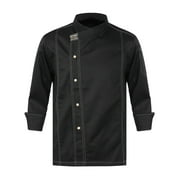 CHICTRY Mens Chef Coat Jacket Short/Long Sleeve Hotel Restaurant Uniform Kitchen Work Wear Baking Shirt Black Long Sleeve M