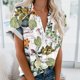 thumbnail image 1 of Fiudx Ofertas Flash Artículos En Oferta Blusas de Manga Corta Estampadas con Flores y Plantas Cómodas Informales Regulares para Mujer a La Moda, 1 of 5