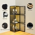 thumbnail image 4 of Slsy 53.1" Acrylic Display Cabinet with Lock, 3-Tier Glass Curio Case with Multi-Color LED Lights for Collectibles, Action Figures, and Models, Black, 4 of 8