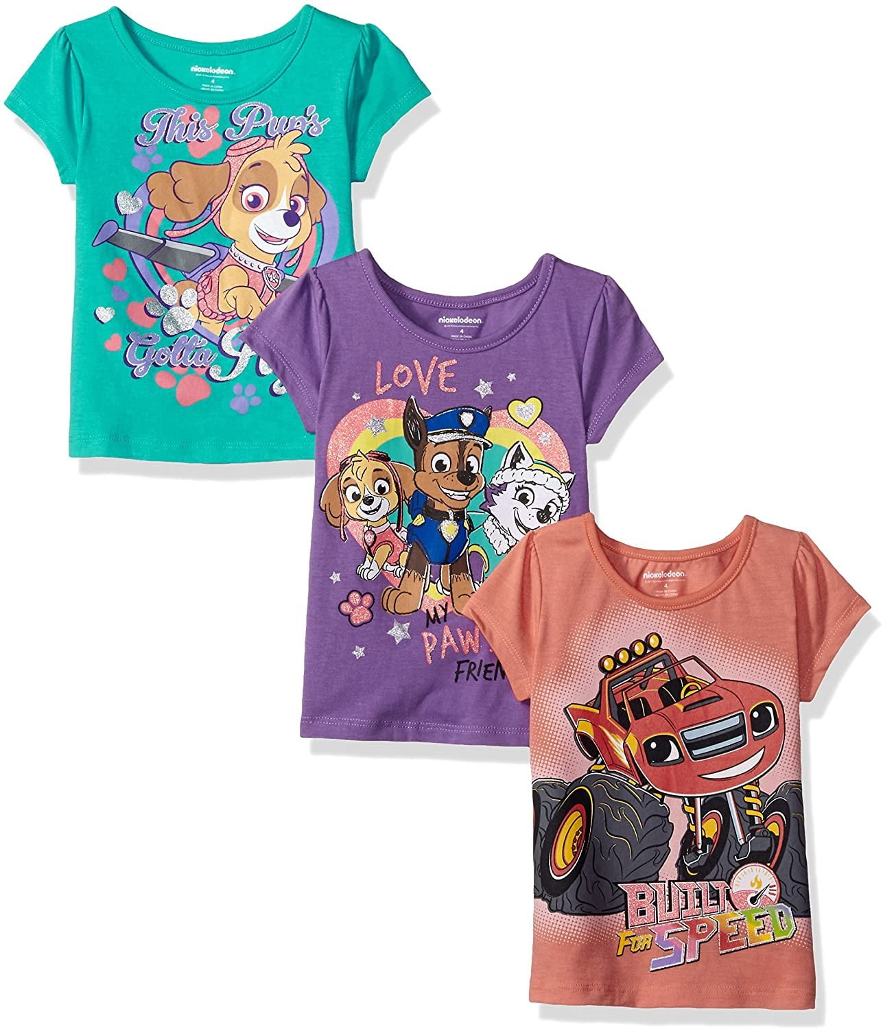 Nickelodeon Girls' 3 Pack T-Shirt Set - Blaze And The Monster Machines & PAW Patrol - View #8