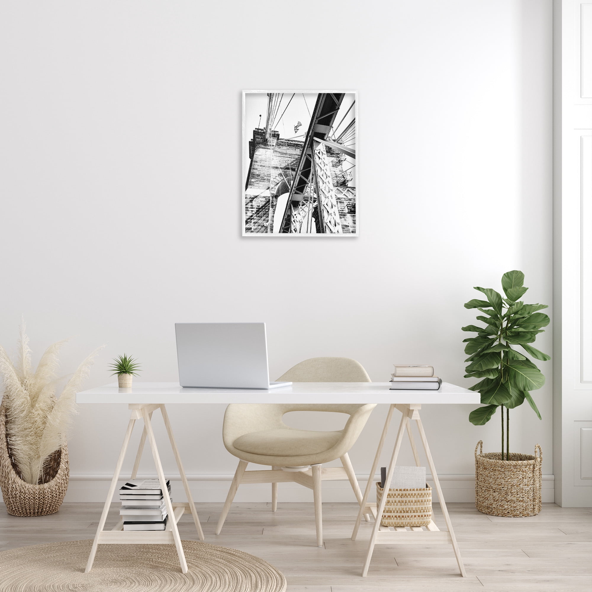 Stupell Industries Grey Urban Bridge Travel & Places Photography White Framed Art Print Wall Art, 24 x 30