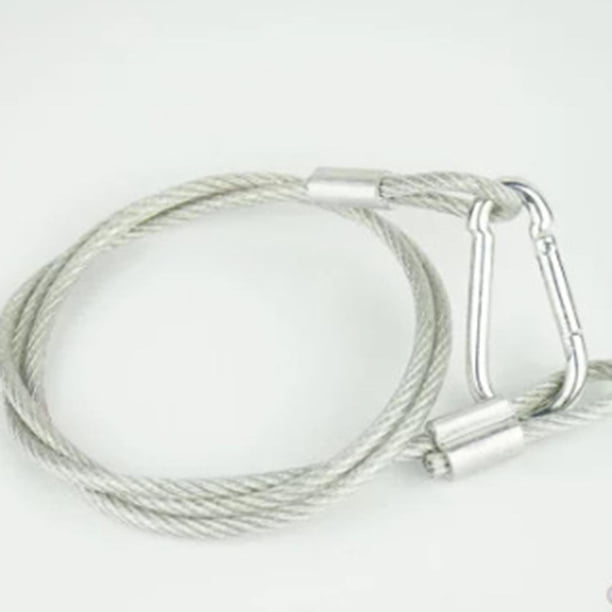 Cuerda de seguridad de alambre de acero, duradera, flexible, resistente, multipropósito, con bloqueo de mosquetón, resistente al desgaste para luces , 4MM 4 mm shamjiam Cables de seguridad de alambre de acero