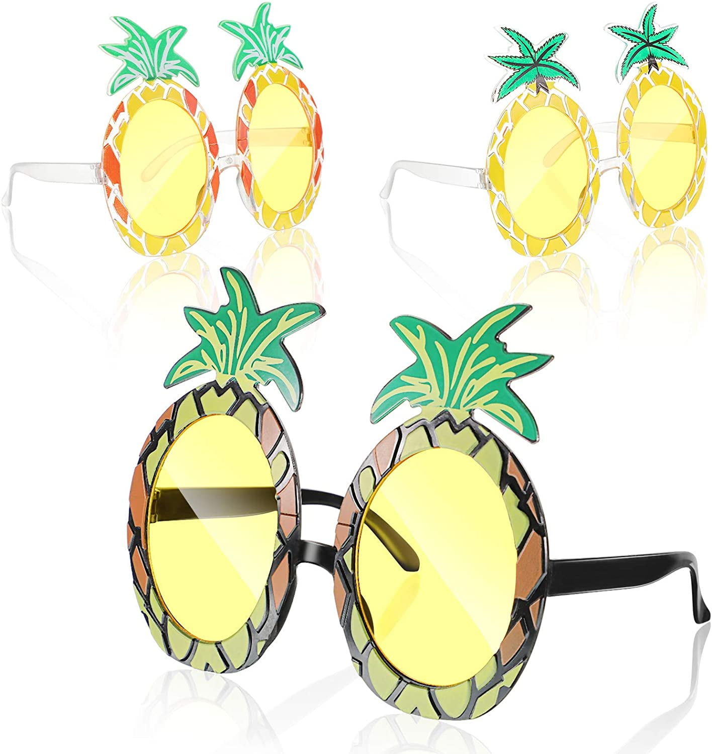 Blulu 2 Pairs Pineapple Glasses Pineapple Shape Party Glasses Hawaiian Tropical Sunglasses for Themed Photo Props Party Accessory 