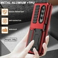 thumbnail image 5 of Compatible Samsung Galaxy Z Fold 4 Metal Case with Hinge Protection,3 Layers Full Body Shockproof Dustproof Aluminium Silicone Mens Case for Samsung Galaxy Z Fold 4 Phone Case with Kickstand Red, 5 of 14