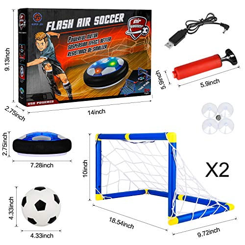 Kids Game Toys Hover Soccer Ball Set Rechargeable Air Soccer with 2 Goals USB Rechargeable Floating Soccer Ball for Indoor Outdoor Sports Ball Game for Boy Girl Best Gift Air Soccer with LED Light 