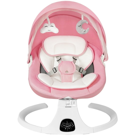 Baby Swing for Infants, Unisex Baby Bouncer, Bluetooth Music , 5 Sway Speeds, 10 Lullabies with App Remote Control,for 0-18 months,Pink