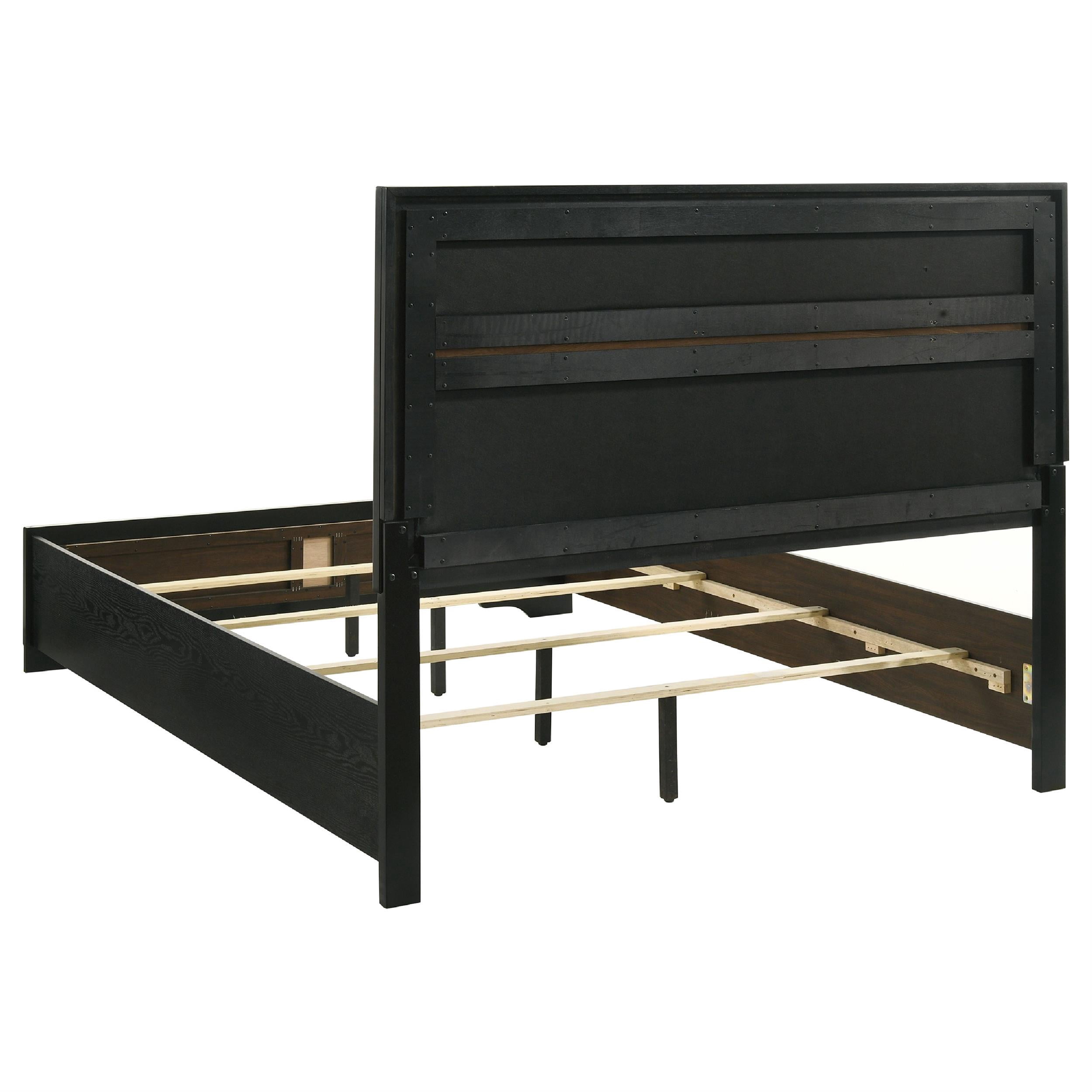 Vino Black 5pc California King Bed Set with Dressers-Glitter Accent
