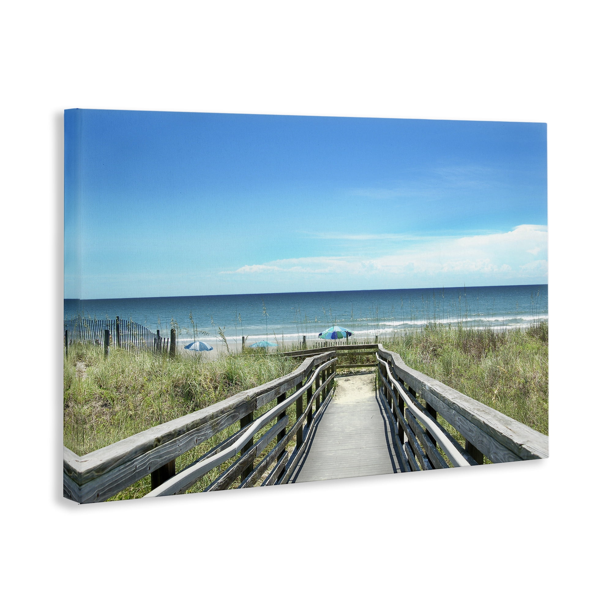 Stupell Industries Bridge to Beach View Landscape Photography Gallery Wrapped Canvas Art Print Wall Art, 24 x 16