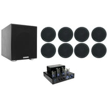 Rockville Tube Amp/Home Theater Receiver (8) 5.25" Black Ceiling Speakers 8" Sub