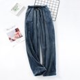 thumbnail image 2 of Tuphregyow Women's Cozy Flannel Pajama Pants with Plus Velvet Lining, Trendy Wide Leg, Soft Casual Style for Indoor and Outdoor Comfort Blue XXXL, 2 of 6