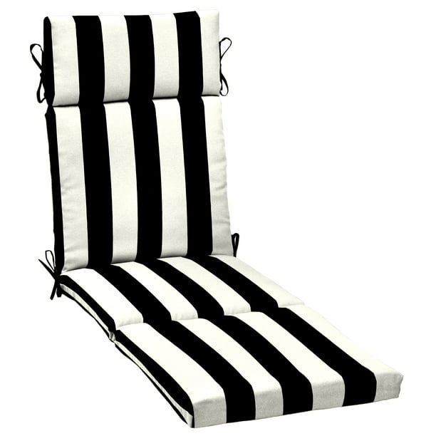 White Stripe Outdoor Chaise Cushion, Black And White Cushions For Outdoor Furniture