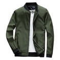 thumbnail image 1 of Chaquetas Hanzidakd para hombre, abrigos de invierno y otoño, manga larga, color liso, cuello alto, bolsillo con cremallera completa, ligeras, gabardinas holgadas, cárdigan informal, tops, verde, XL, 1 of 3