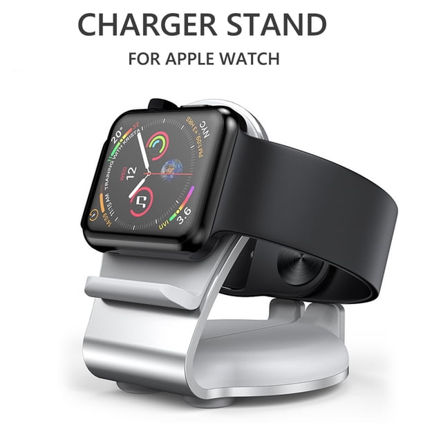 Soporte Del Cargador Soporte de cargador de reloj de aleación de aluminio antideslizante para Apple Watch (plateado)