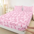 thumbnail image 3 of Homewish Retro Bow Tie Twin Sheet Sets,Kawaii Bowknot Twin Fitted Sheet,Dreamy Pink Bow 03 For Girl,Luxury Bedroom Decor,3pcs, 3 of 7