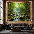thumbnail image 6 of Scenic Looking Through with Open Wooden Window Hinged, Mystical Fantasy for Space Lovers, Galaxy Room Decor, Housewarming Gift, Tapestry Wall Hanging for Bedroom and Dorm, 6 of 7