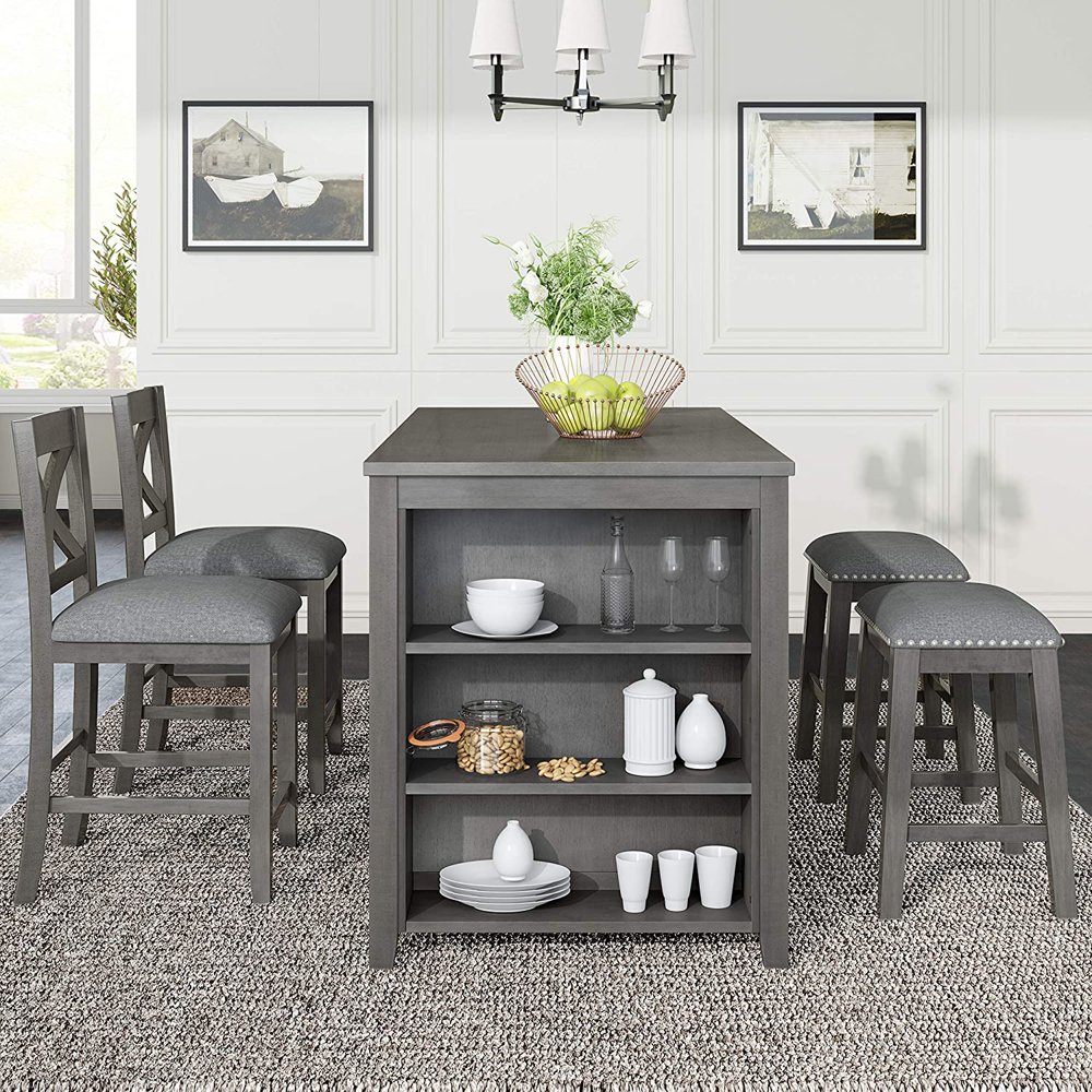 Dining Table Sets Counter Height Table with 2 stools and 2 Chairs