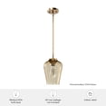 thumbnail image 7 of Hunter - Vidria 1-light Alturas Gold, Small Pendant Light, Dimmable, Formal Style, Bell Shaped, for Bedrooms, Dining, Living Rooms - 45235, 7 of 7