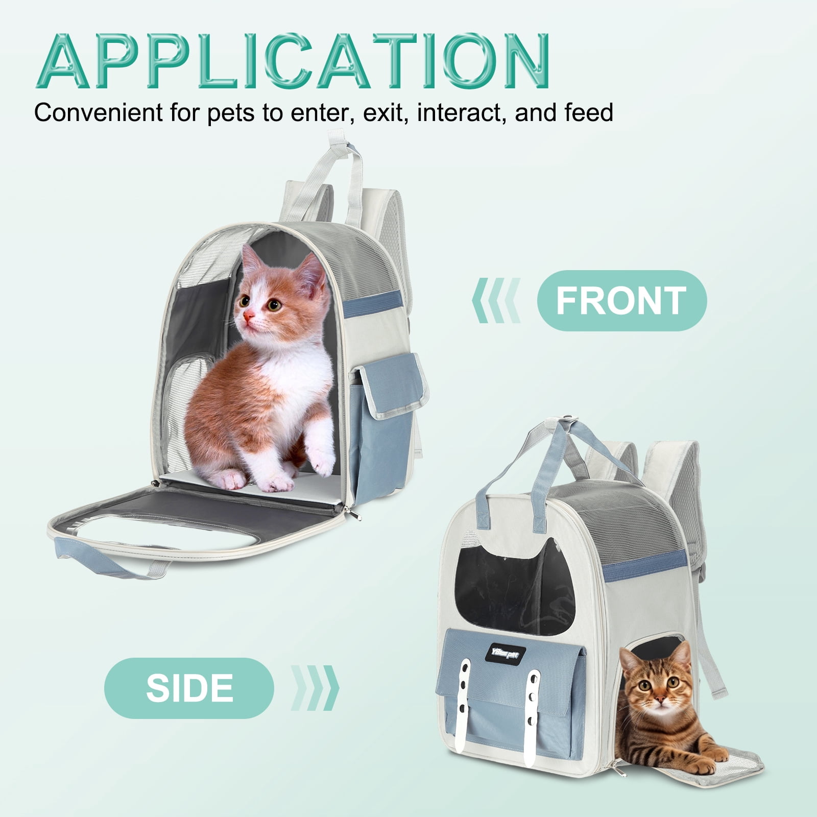 Cat Backpack Carrier, Breathable Pet Hiking Backpack Travel Bag for Cats or Small Dogs Blue