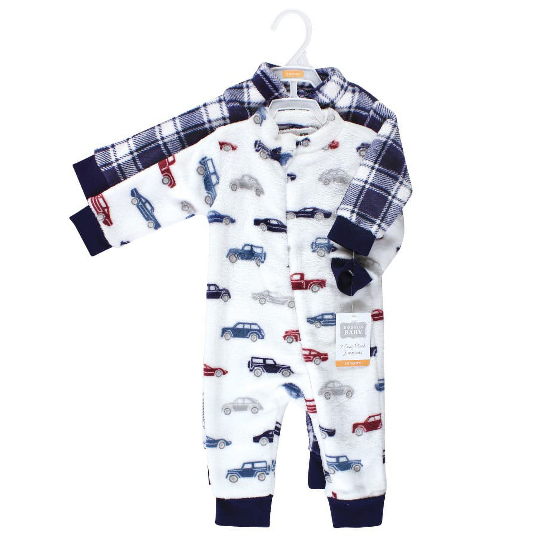 Hudson Baby Infant Boy Plush Jumpsuits, Cars, 0-3 Months