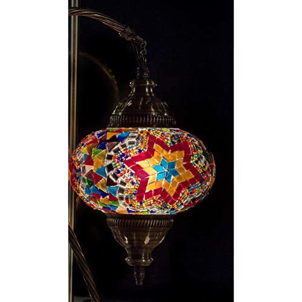 Turkish Lamp, Tiffany Lamp 2021 Mosaic Stained Glass Boho Moroccan Lantern Table Lamp, Swan Neck Handmade Desk Lighting Night Decor Light, Antique Color Body with US Plug & Socket by LaModaHome - image 2 of 3