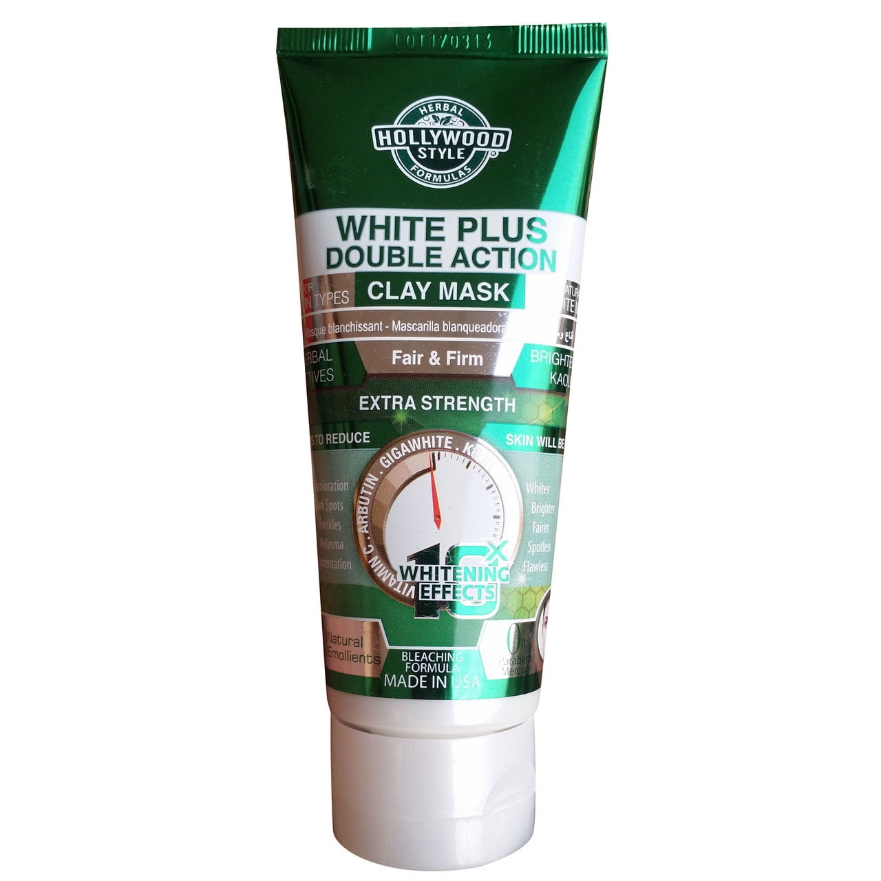 Hollywood Style White Plus Double Action Clay Mask 3.2 Oz.,Pack of 12