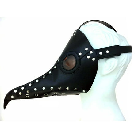 KBW Studded Plague Doctor Steampunk Costume Face Mask, Black Silver,