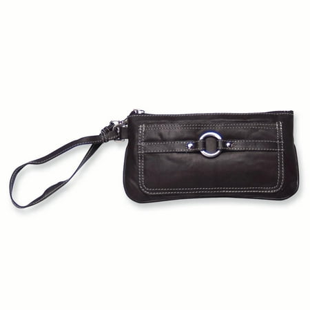 Black Leather Wristlet Woman Hbag Tote Wallet Travel Luggage Case Bag Leatwristlet Gifts For Women For (Best Designer Totes For Travel)