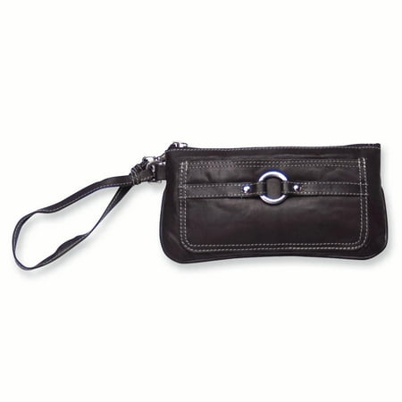 Black Leather Wristlet Woman Hbag Tote Wallet Travel Luggage Case Bag Leatwristlet Gifts For Women For Her