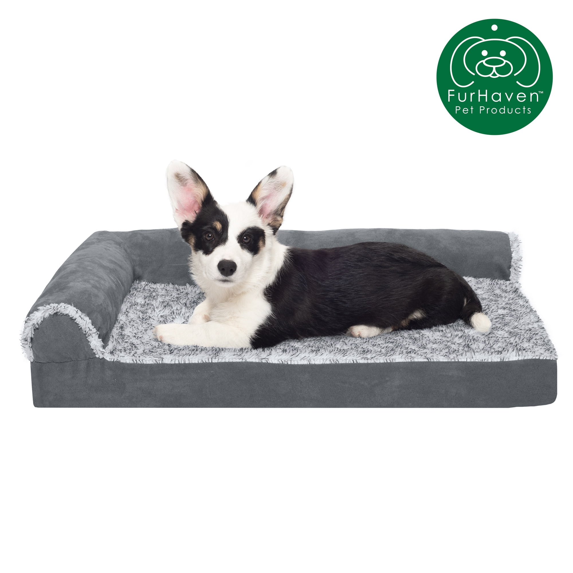 FurHaven Pet Products Deluxe Orthopedic Couch Pet Bed for Dogs & Cats, Stone Gray, Medium