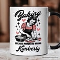 thumbnail image 2 of Baking Because Murder Is Wrong Anti-Valentine Personalized Mug, Funny Retro Kitchen Gift with Custom Name, 2 of 5