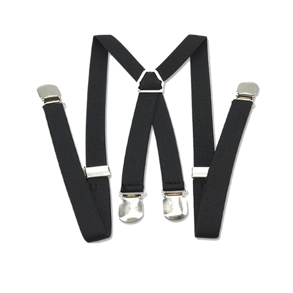 1Pc Solid Color Suspenders With 4 Clips, Adjustable Elastic Braces For Trousers, For Men Women Daily Wear Office Formal Events - Black