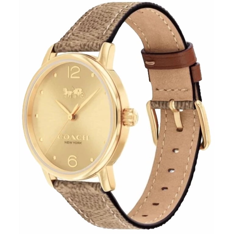 Coach Grand 14504436 Gold Logo Dial Brown Leather Strap 36MM  display picture 3