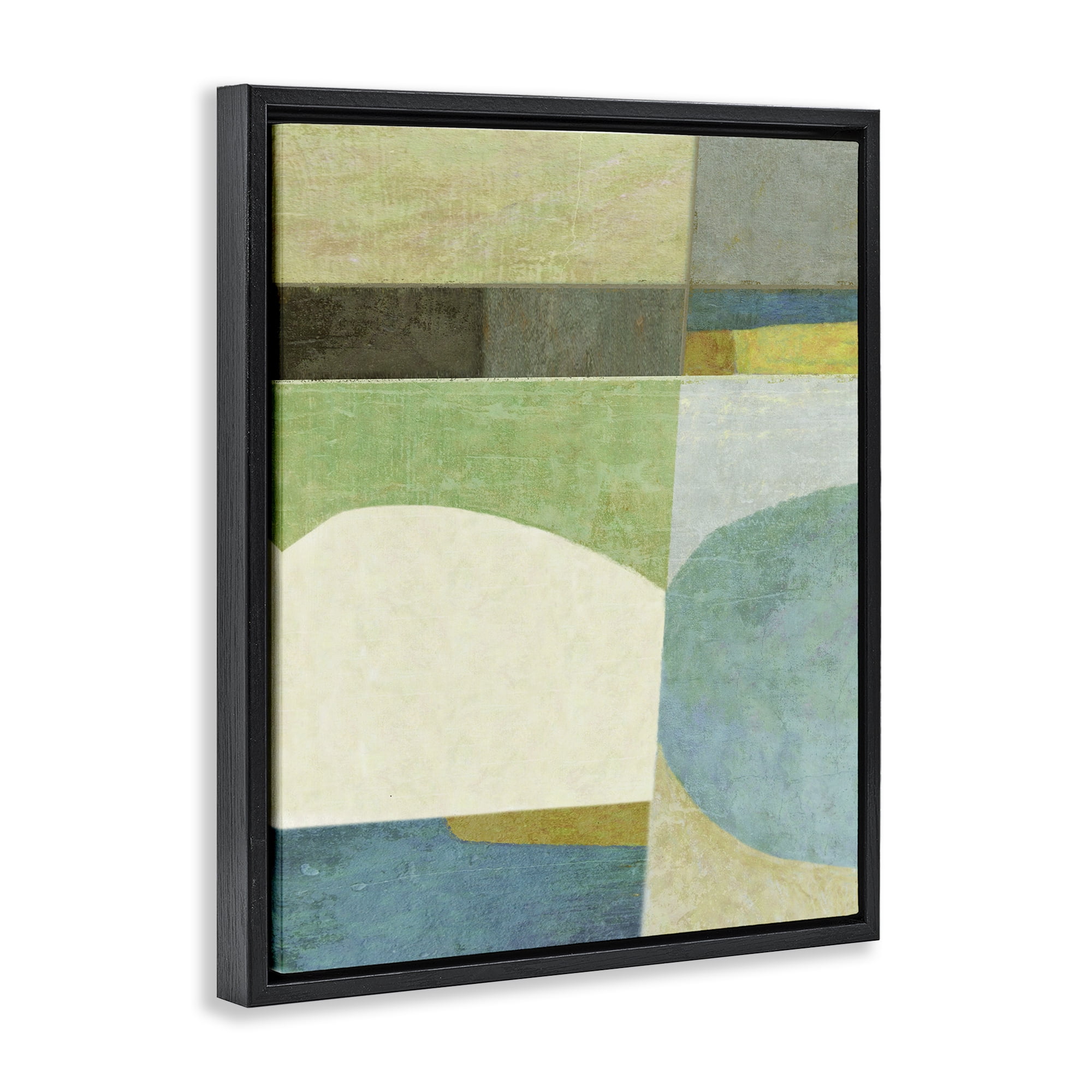 Stupell Industries Subtle Shapes Collage Abstract Painting Black Floater Framed Canvas Art Print Wall Art, 17 x 21