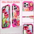 thumbnail image 5 of Casetego Phone Case for iPhone 16 Pro Max,Colorful Retro Oil Painting Print Flower Design Cute Floral Blossom Phone Cover Stylish Protective Phone Case for Girls Women,Rose Red, 5 of 9