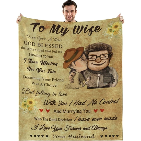Gifts for Wife, To My Wife Blanket from Husband, Birthday Wedding Anniversary Valentine's Day Romantic Presents Love Gifts for Her Women, Super Soft Flannel Throw Blanket, 50x60 Inch