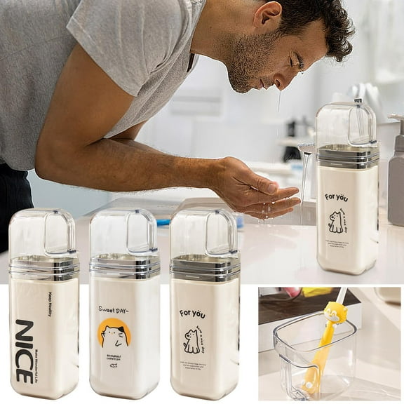 Three in One Travel Mouthwash Cup for Toothbrush Toothpaste Organizer | Compact Portable Bathroom Toiletry Holder with Handle | Large Capacity | ABS PET Plastic | 7x5.2x20.7cm