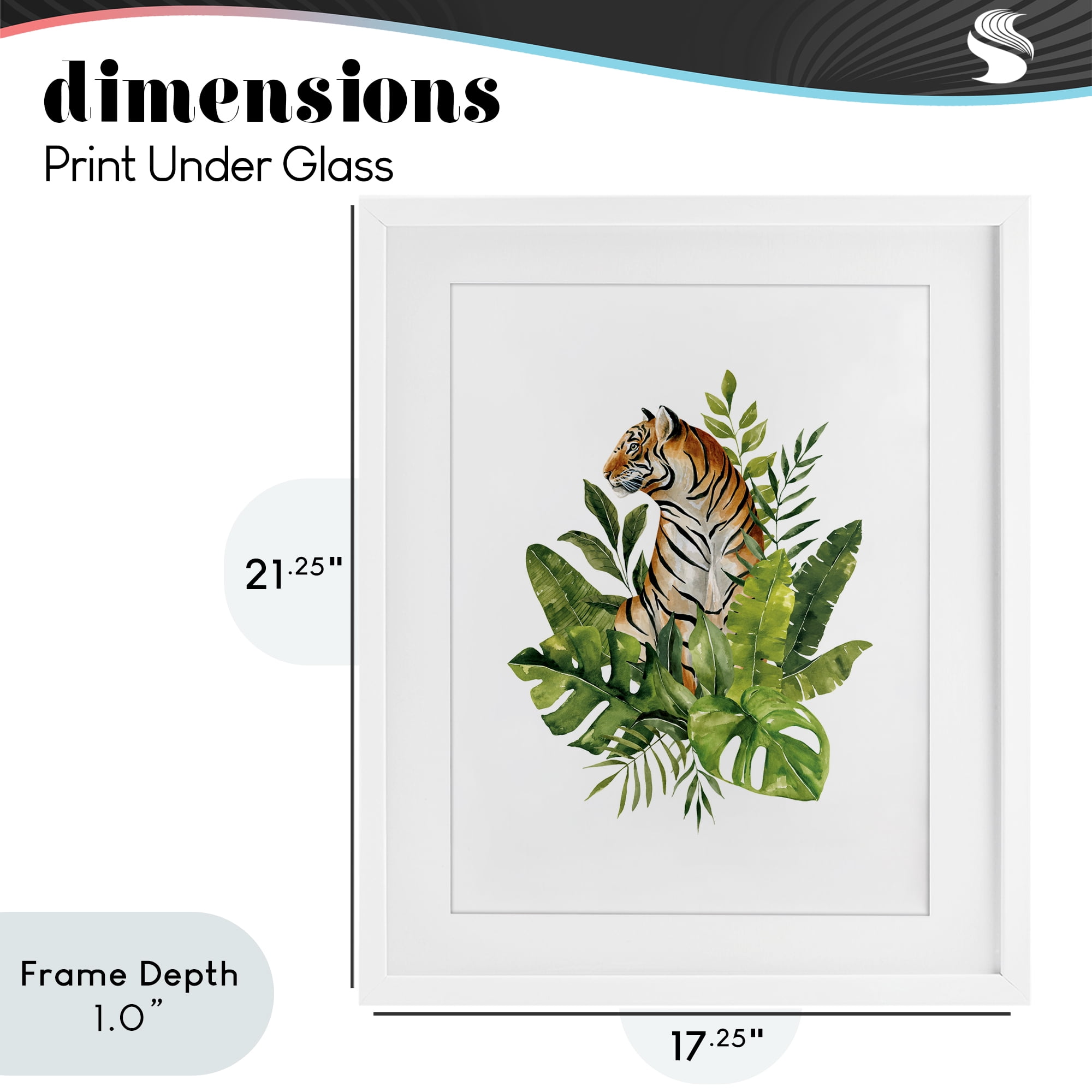Stupell Industries Exotic Jungle Tiger White Framed Print Under Glass, design by Bethany Sandoval