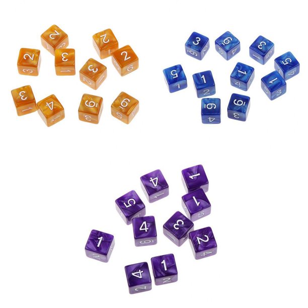 30 Uds. Dados D6, dados de juego poliédricos de 6 lados para RPG MTG, juguetes de juego de rol, accesorios Café Azul Púrpura Zulema Dados poliédricos