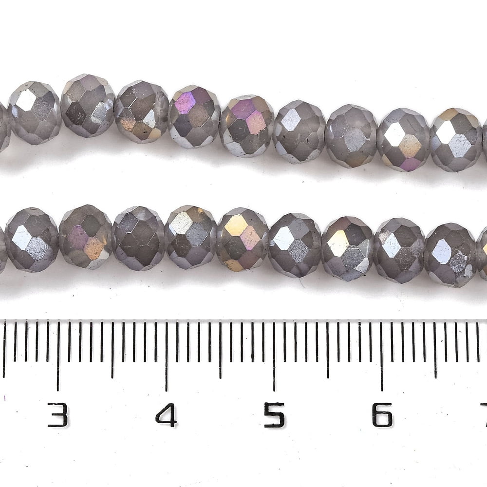 Baking Electroplate Glass Beads Strands AB Color Faceted Rondelle Gray 8x6mm Hole: 1mm about 60~62pcs/strand 15.75''(39~40cm)
