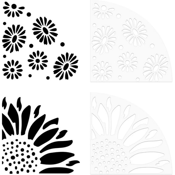 2Pcs Sunflower Sleeve Stencils Acrylic Tie Dyeing Stencils Bleached Shirt Template Flower Painting Reusable Fan DIY for Scrapbooking Art Craft Mixed Color
