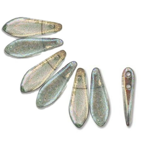 - Pink Crystal Luster 50 Czech Glass Dagger Drop, Loose Beads, 5x16mm 2 Hole