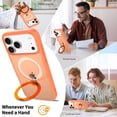thumbnail image 3 of Asuwish Phone Case for iPhone 17 Pro 6.3 inch Tempered Glass Screen Protector Magnetic Folding Stand Frosted Translucent Rugged Shockproof Protective Cell Cover i Phone17 i17 17Pro Women Men Orange, 3 of 7