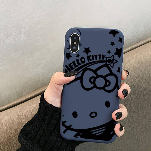 Sanrio-Bonita funda de Hello Kitty para iPhone 14 Plus 13 12 Mini 11 Pro XS MAX X XR, Color caramelo, azul, funda suave Fivean unisex