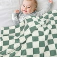 thumbnail image 3 of HOMRITAR Checkered Baby Blanket for Boys Sage Green Fluffy Fuzzy Blankets with 3D Chessboard Grid, Warmer Comfort Reversible Lightweight Bed Blanket for Toddlers Infant or Newborn 30 x 40 Inch C29, 3 of 4