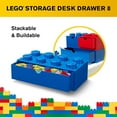 thumbnail image 6 of Room Copenhagen Lego Storage Brick 8 Desk Drawer, 8-Stud Stackable Tabletop Storage Box, 12.4 x 6.2 x 4.4 in, Bright Blue, 6 of 10