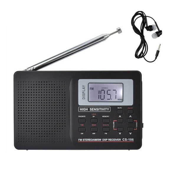 TAPDRA Full Band Radio Portable FM AM SW MW LW TV Stereo Receiver Alarm Clock Shortwave USB Powered CS-106