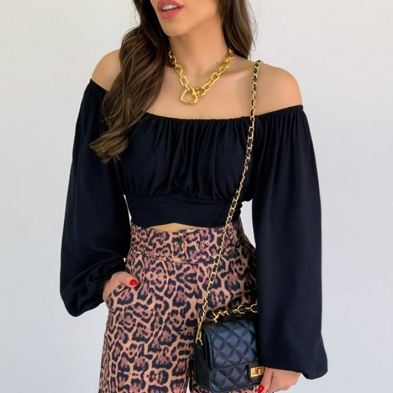 Sexy Solid Color Buttons Off Shoulder Blouses Sexy Solid Color Buttons Off Shoulder Blouses